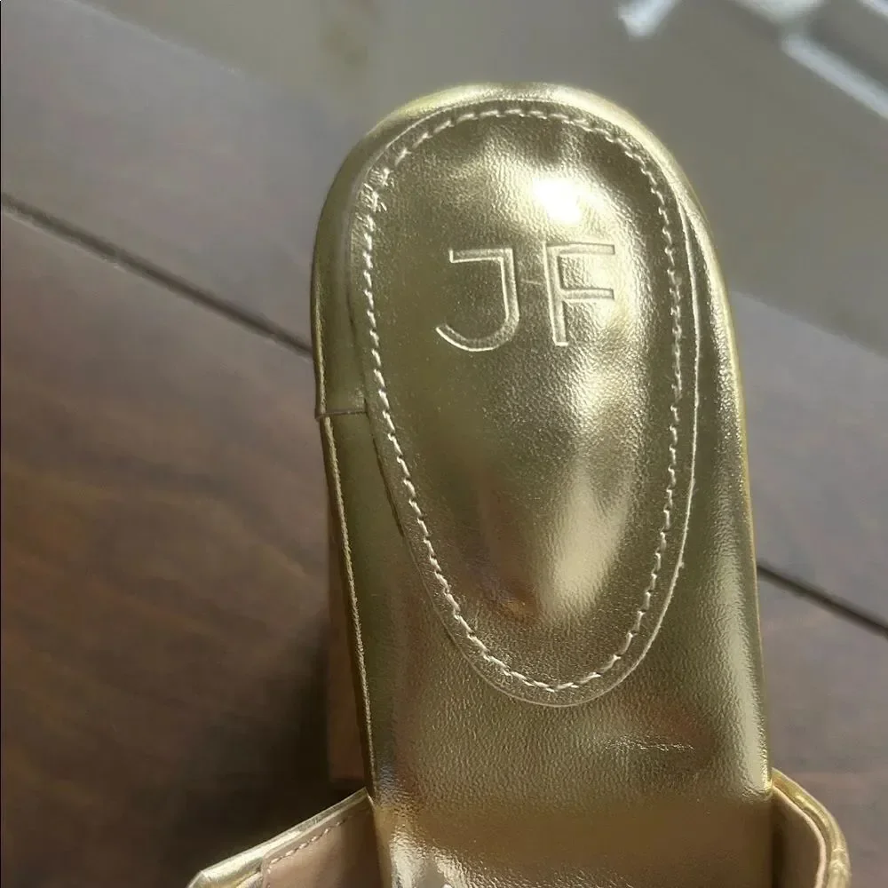 JustFab Gold Platform Block Heels